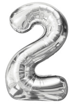 Folieballon nummer 2 H60 cm sølv 